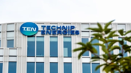 Technip Energies headquarters building exterior with company logo signage