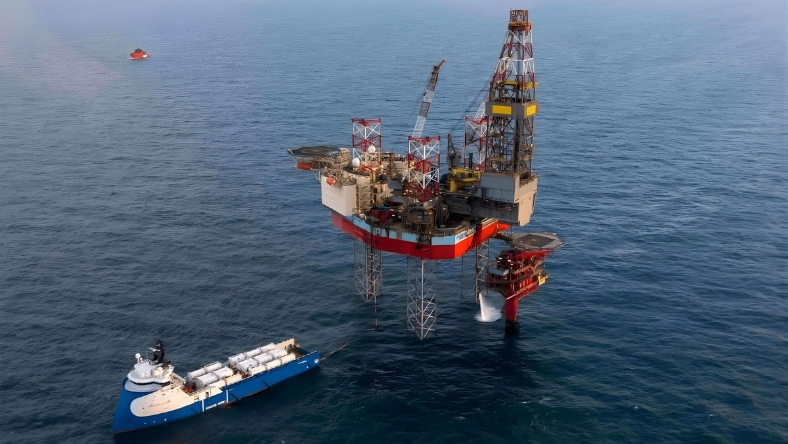 Offshore energy platform operating in the North Sea near Denmark